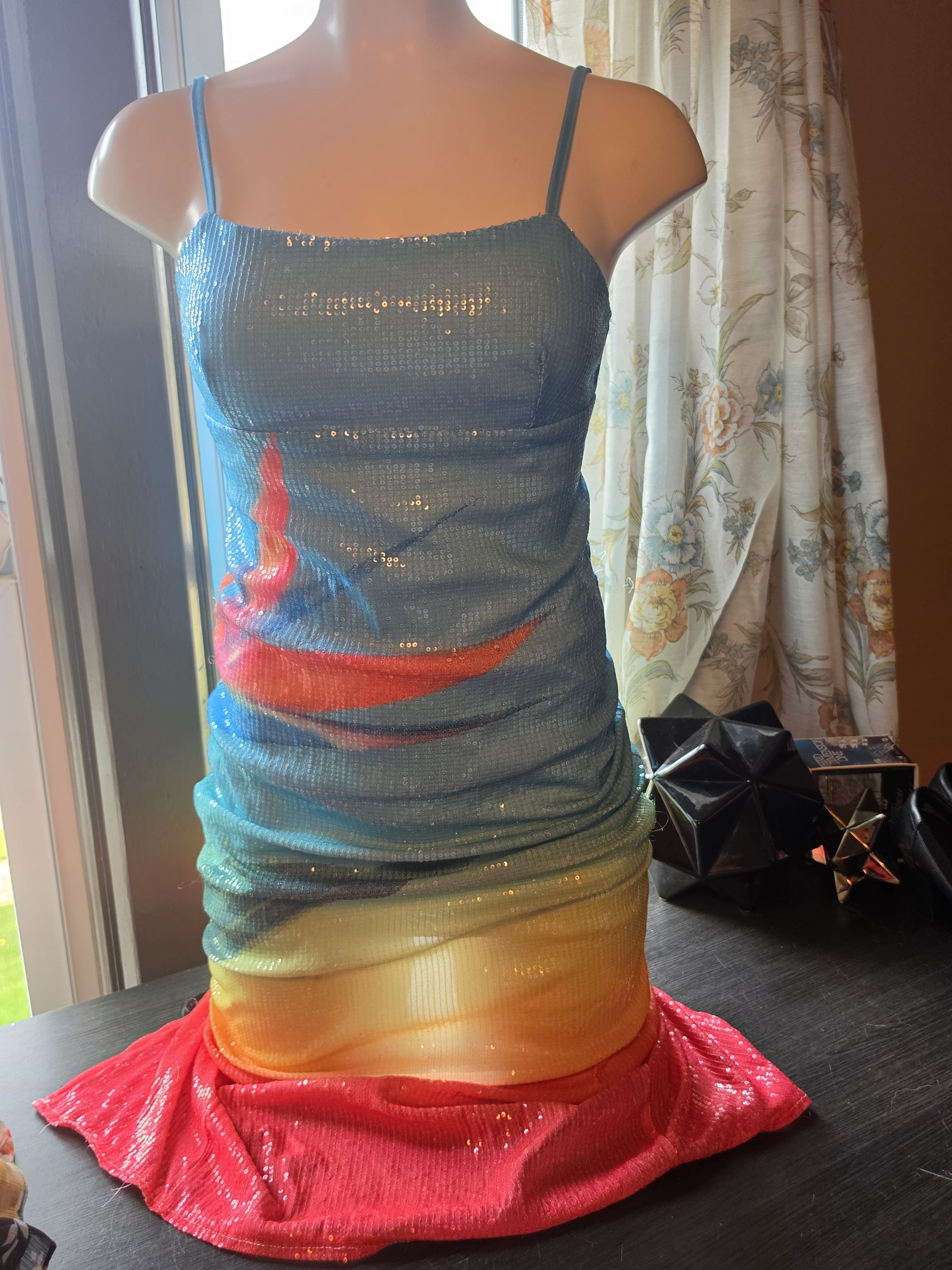 Sequin Ombre Slip Dress In Blue, Yellow & Pink ~Mermaid Fit~
